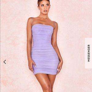 ELLA VIOLET RUCHED ORGANZA MESH MINI DRESS